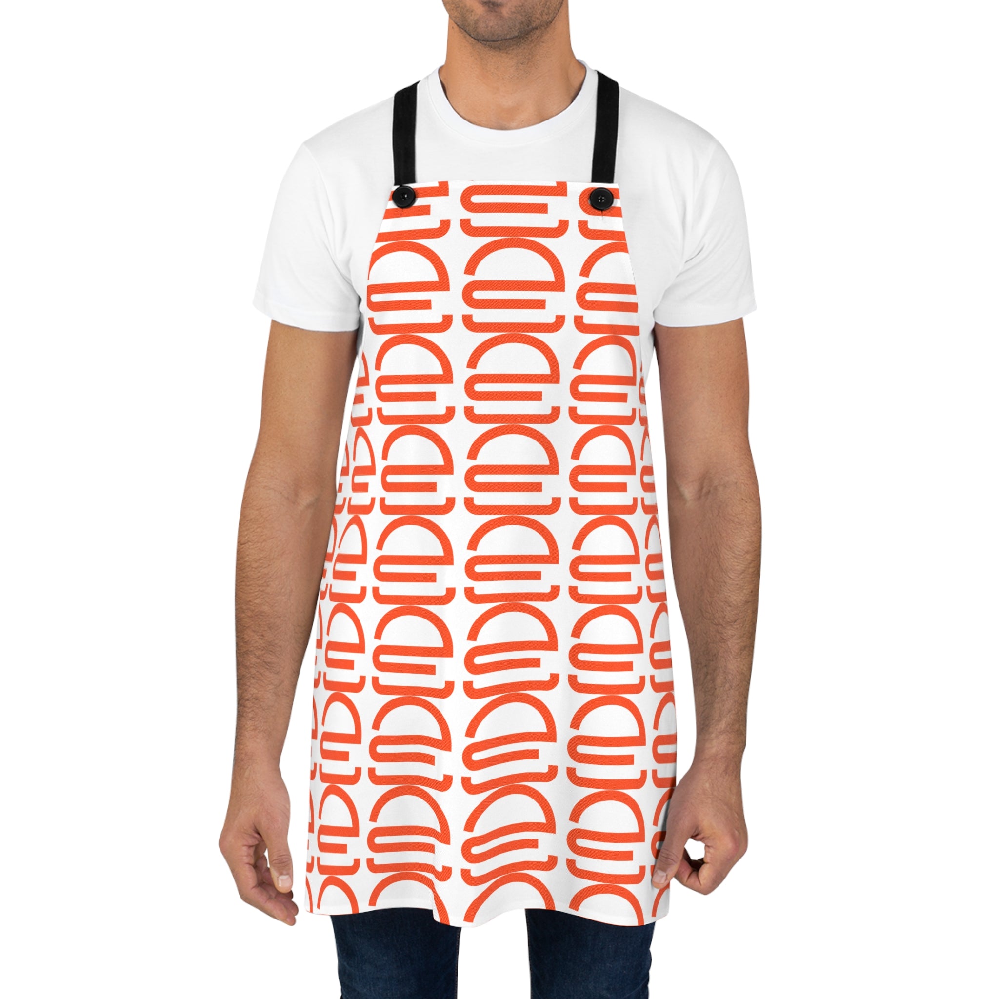 Orange Retro Geo Apron — Bold Repeating Arch Pattern Kitchen Apron