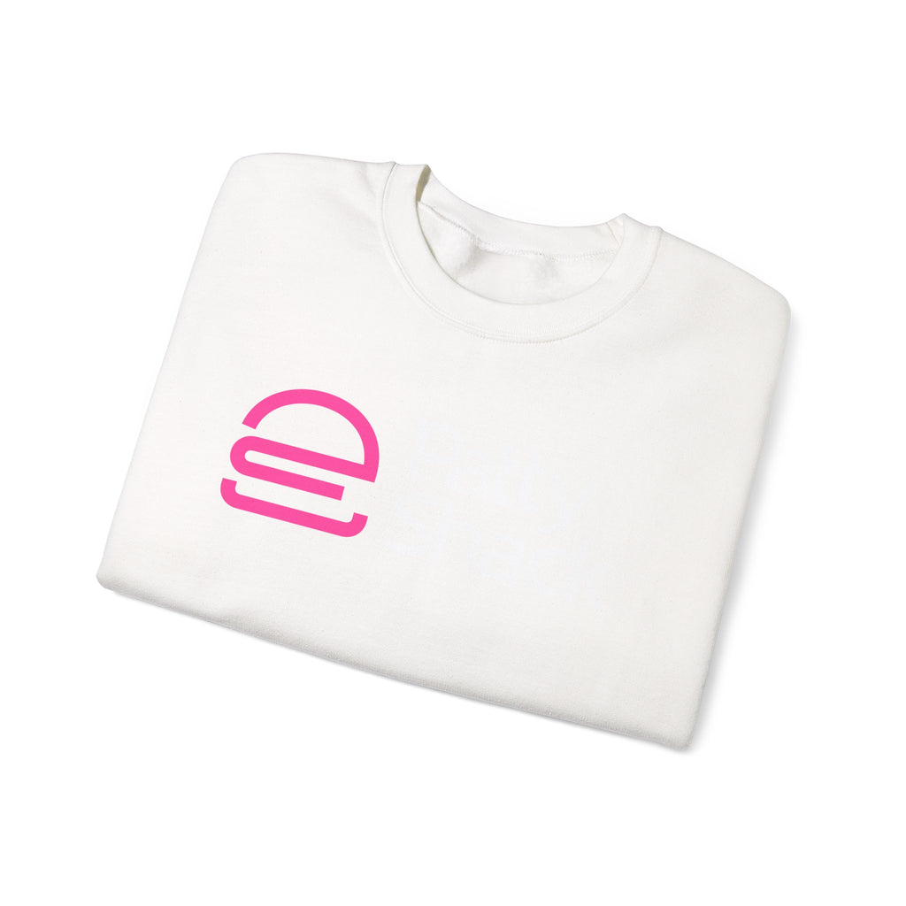 Shack x Patty Logo Crewneck Sweatshirt — White Graphic Logo Pullover
