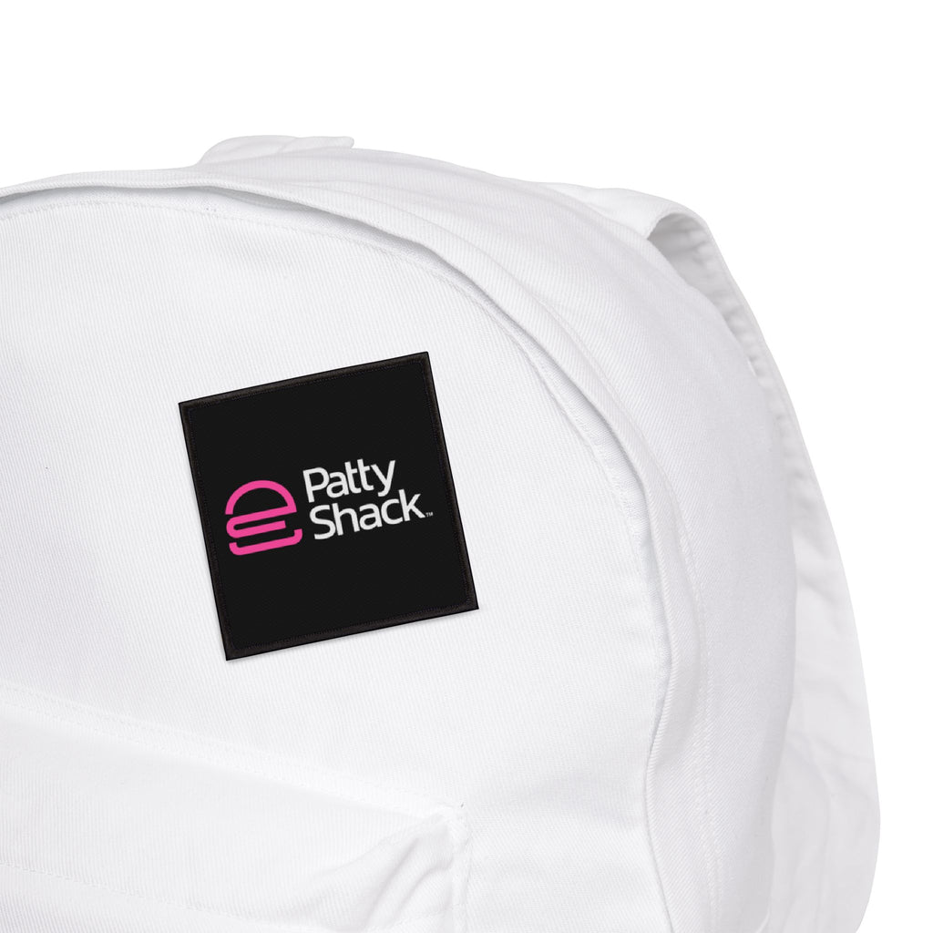 Pink Stylized 'e' Iron-On Patch – Square Logo Patch for Jackets, Bags & Jeans
