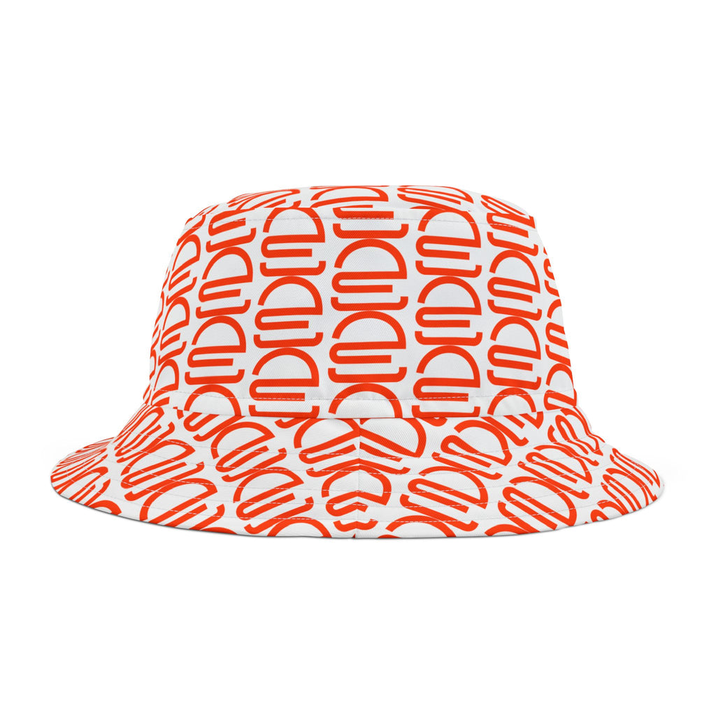 Orange Monogram Bucket Hat — All-Over Print Stylish Summer Sun Hat