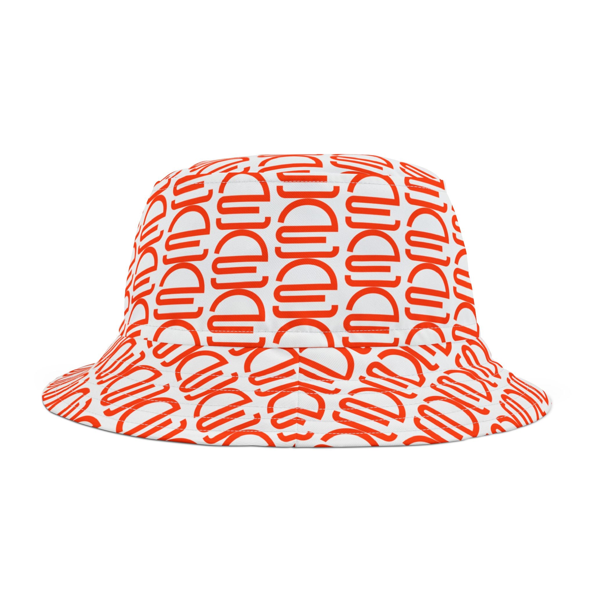 Orange Monogram Bucket Hat — All-Over Print Stylish Summer Sun Hat