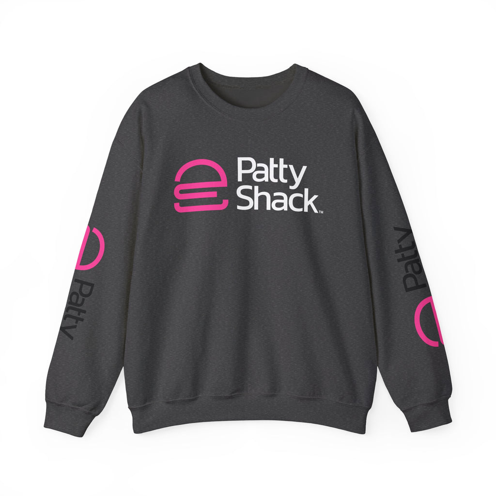 Shack x Patty Logo Crewneck Sweatshirt — White Graphic Logo Pullover