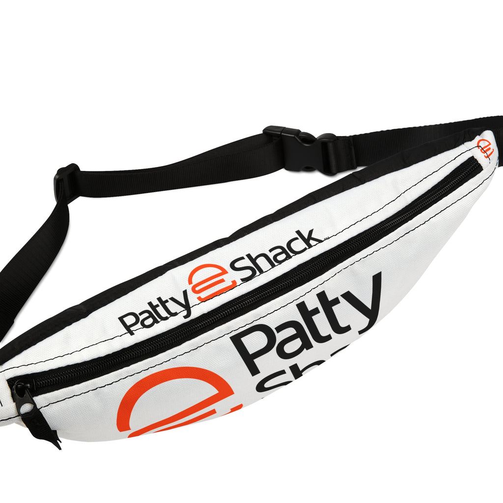 Patty Shack Logo Fanny Pack — White Belt Bag for Festivals & Everyday Carry