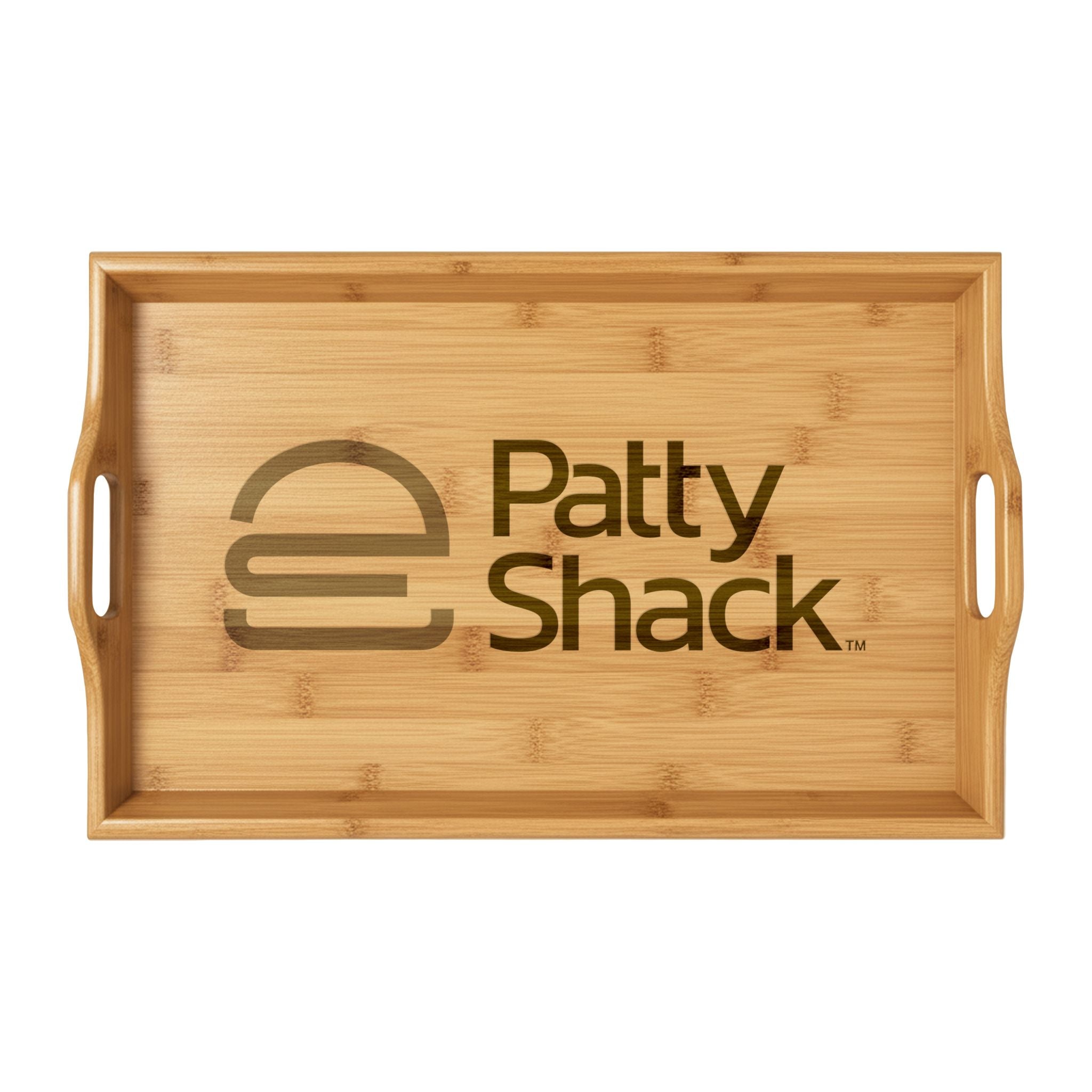 Engraved Bamboo Serving Tray — Personalized Patty Shack Logo