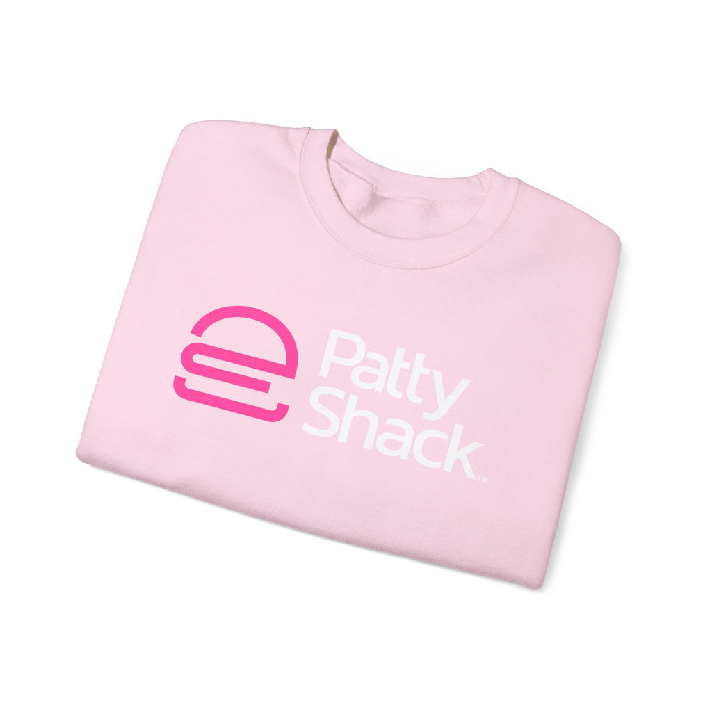 Shack x Patty Logo Crewneck Sweatshirt — White Graphic Logo Pullover