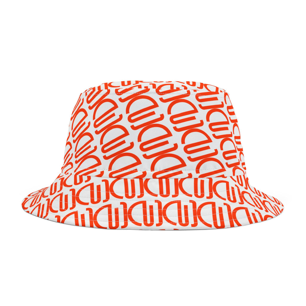 Orange Monogram Bucket Hat — All-Over Print Stylish Summer Sun Hat