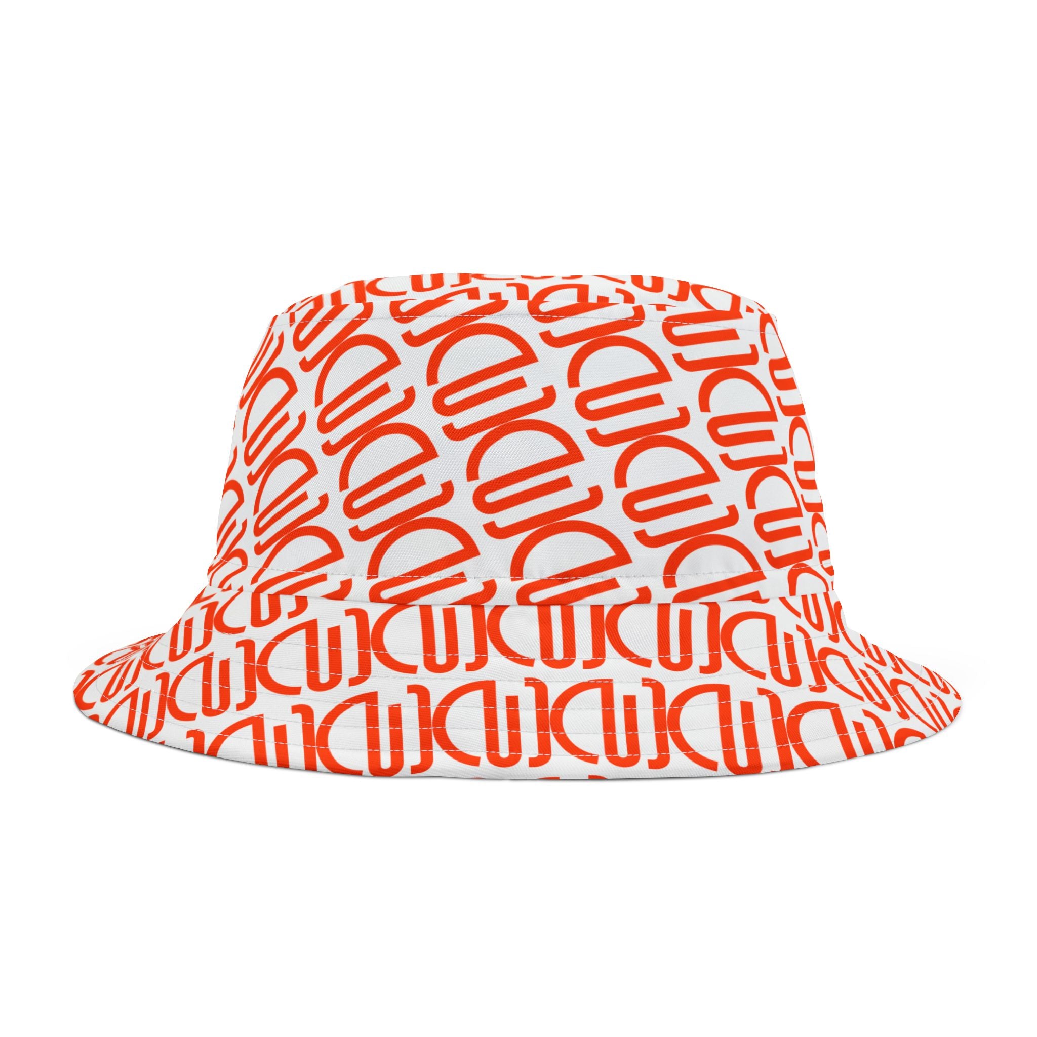 Orange Monogram Bucket Hat — All-Over Print Stylish Summer Sun Hat