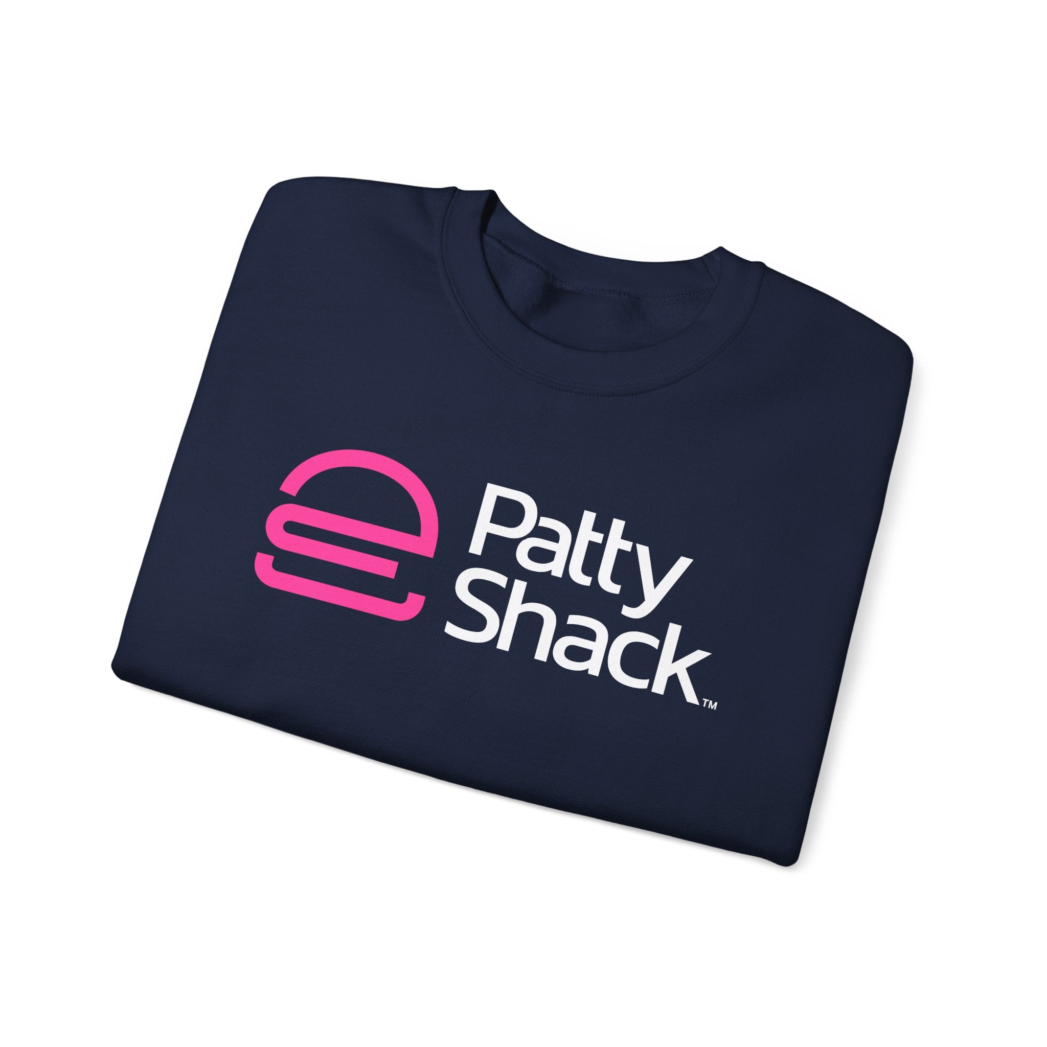 Shack x Patty Logo Crewneck Sweatshirt — White Graphic Logo Pullover