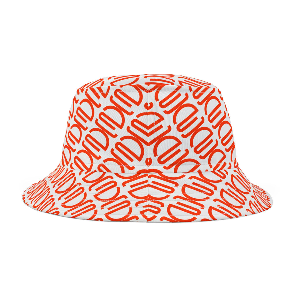 Orange Monogram Bucket Hat — All-Over Print Stylish Summer Sun Hat