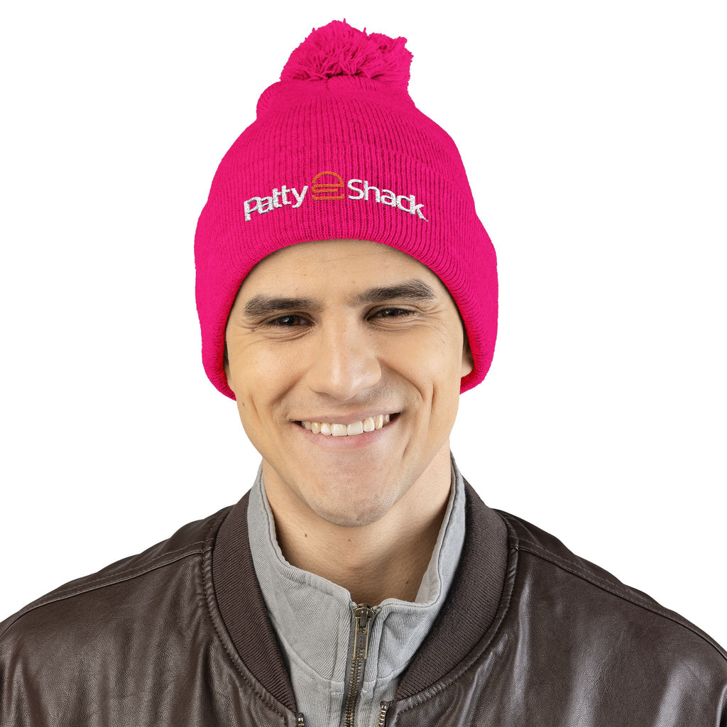 Patty Shack Embroidered Pom-Pom Beanie — Cozy Knit Winter Hat
