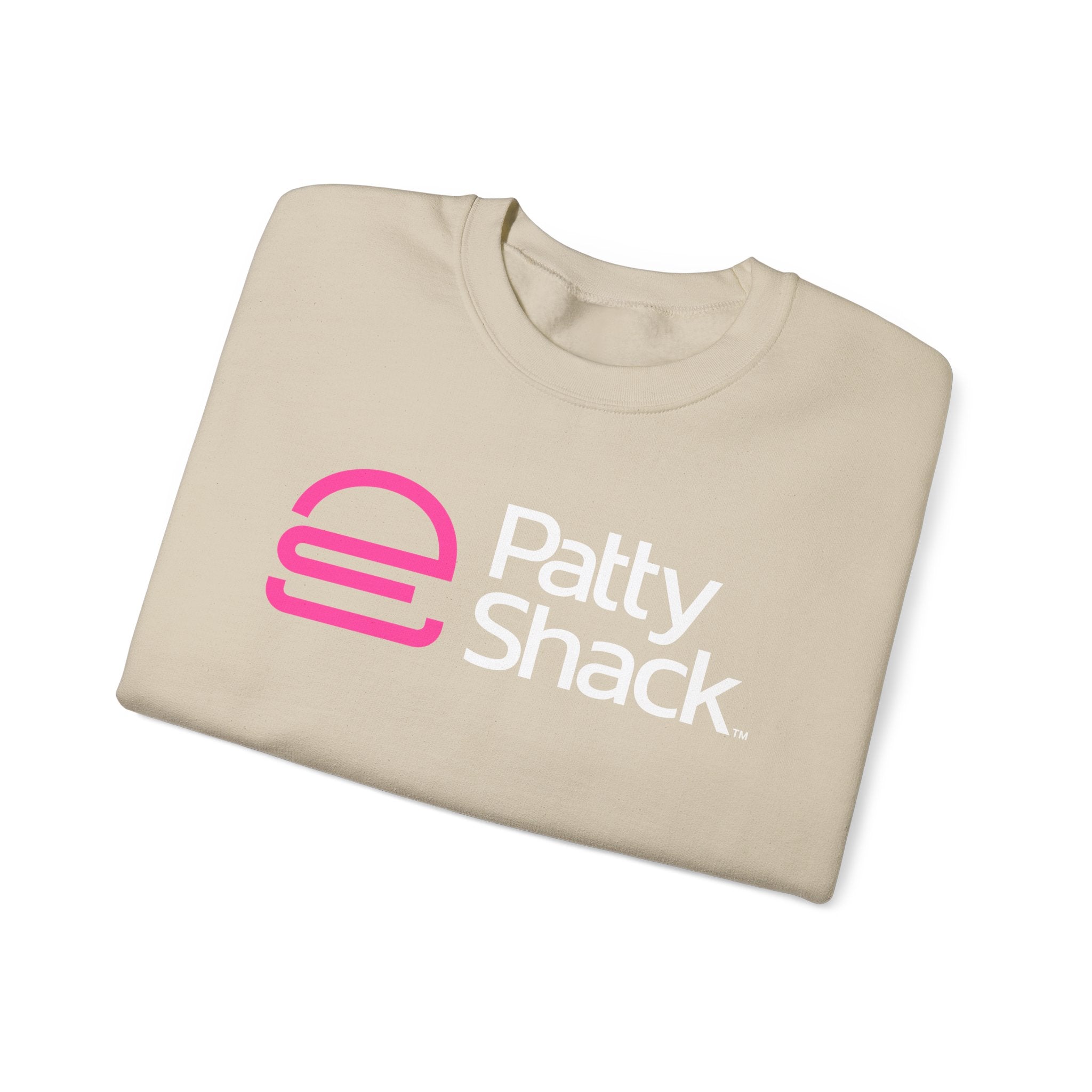 Shack x Patty Logo Crewneck Sweatshirt — White Graphic Logo Pullover