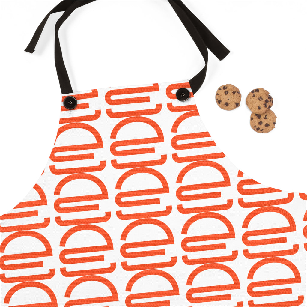 Orange Retro Geo Apron — Bold Repeating Arch Pattern Kitchen Apron
