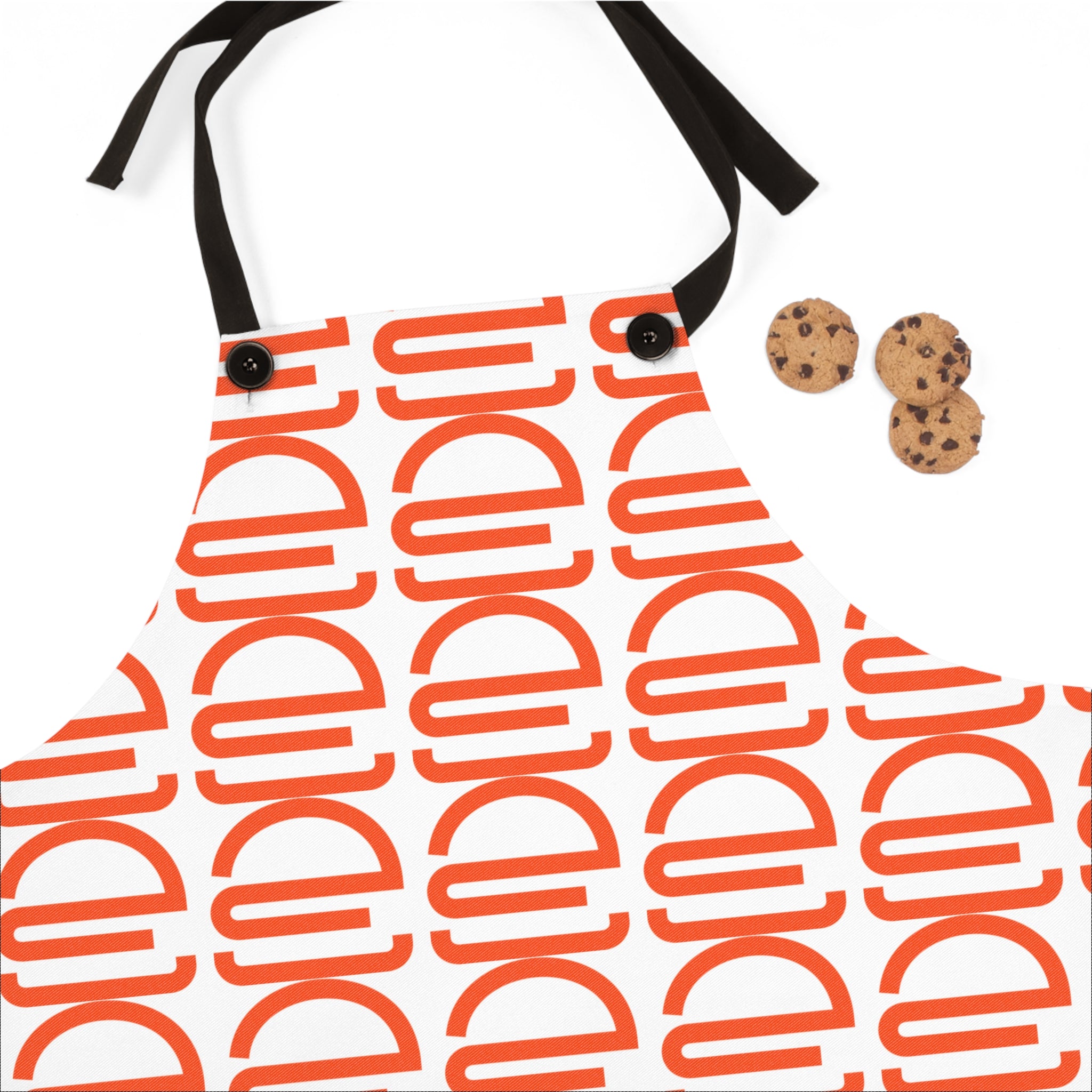 Orange Retro Geo Apron — Bold Repeating Arch Pattern Kitchen Apron
