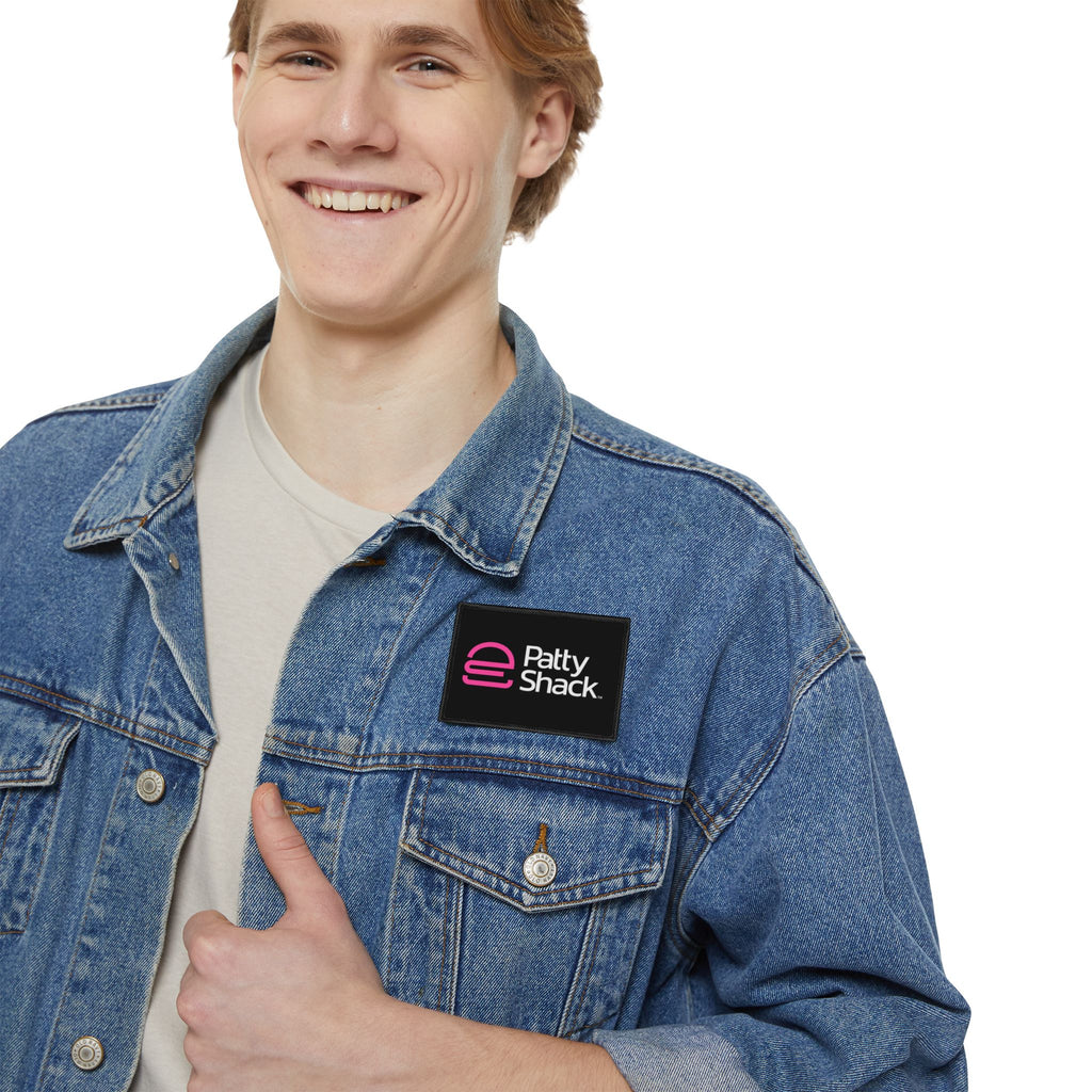 Pink Stylized 'e' Iron-On Patch – Square Logo Patch for Jackets, Bags & Jeans