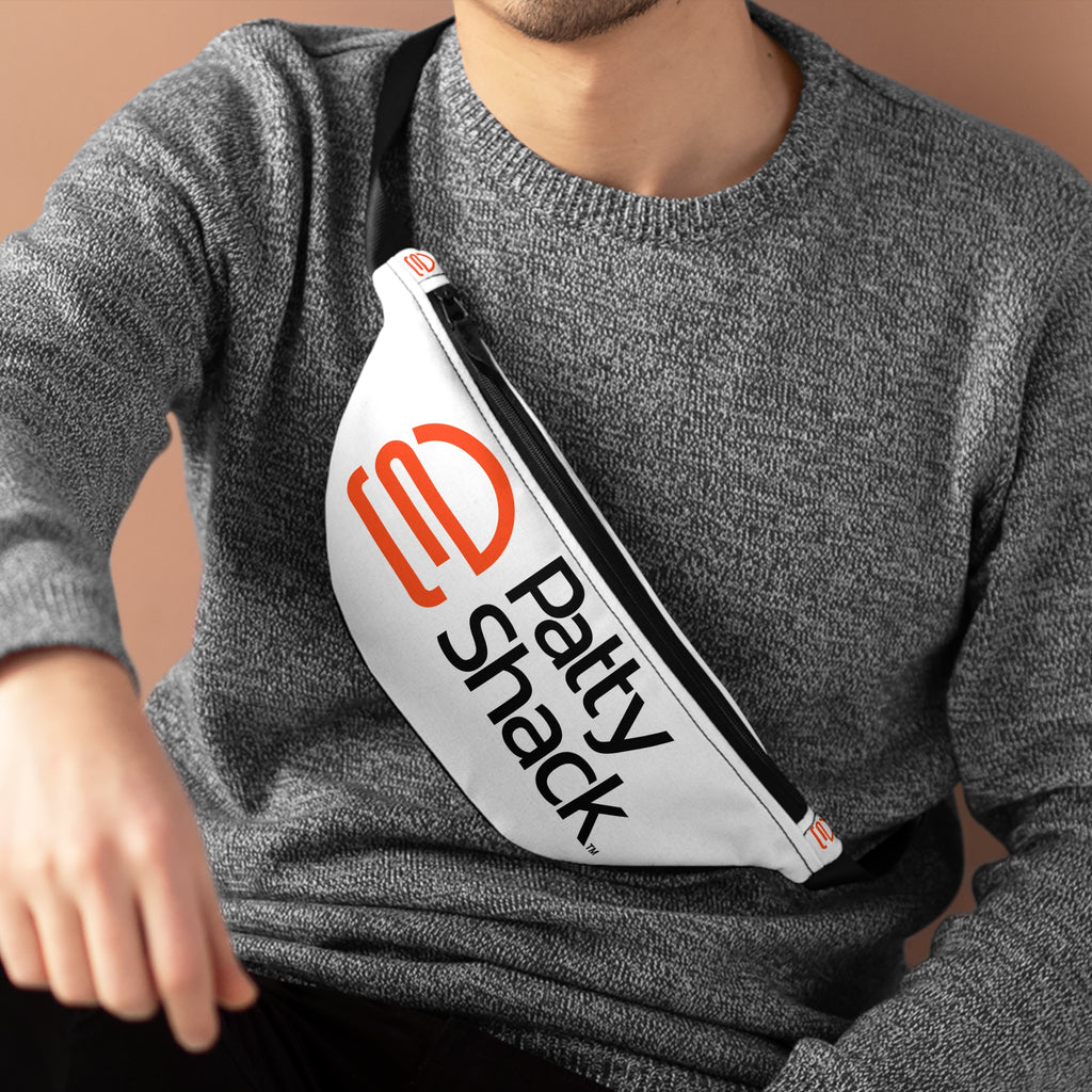 Patty Shack Logo Fanny Pack — White Belt Bag for Festivals & Everyday Carry