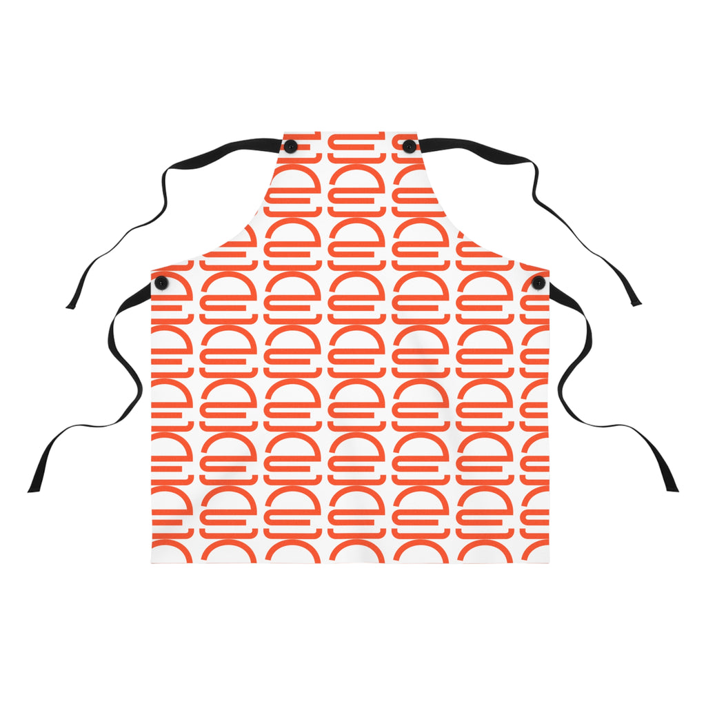 Orange Retro Geo Apron — Bold Repeating Arch Pattern Kitchen Apron