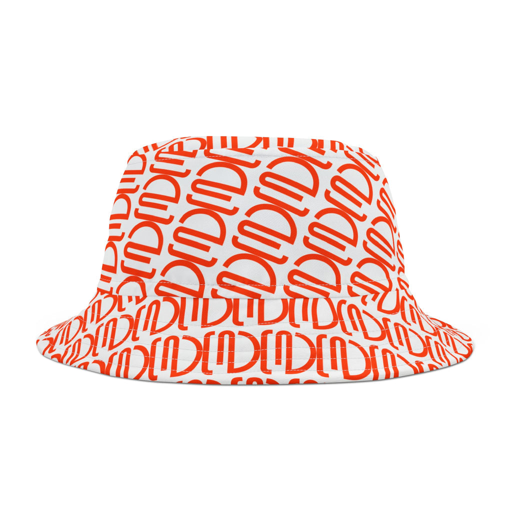 Orange Monogram Bucket Hat — All-Over Print Stylish Summer Sun Hat