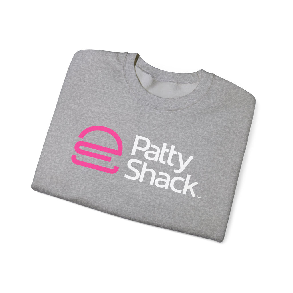 Shack x Patty Logo Crewneck Sweatshirt — White Graphic Logo Pullover
