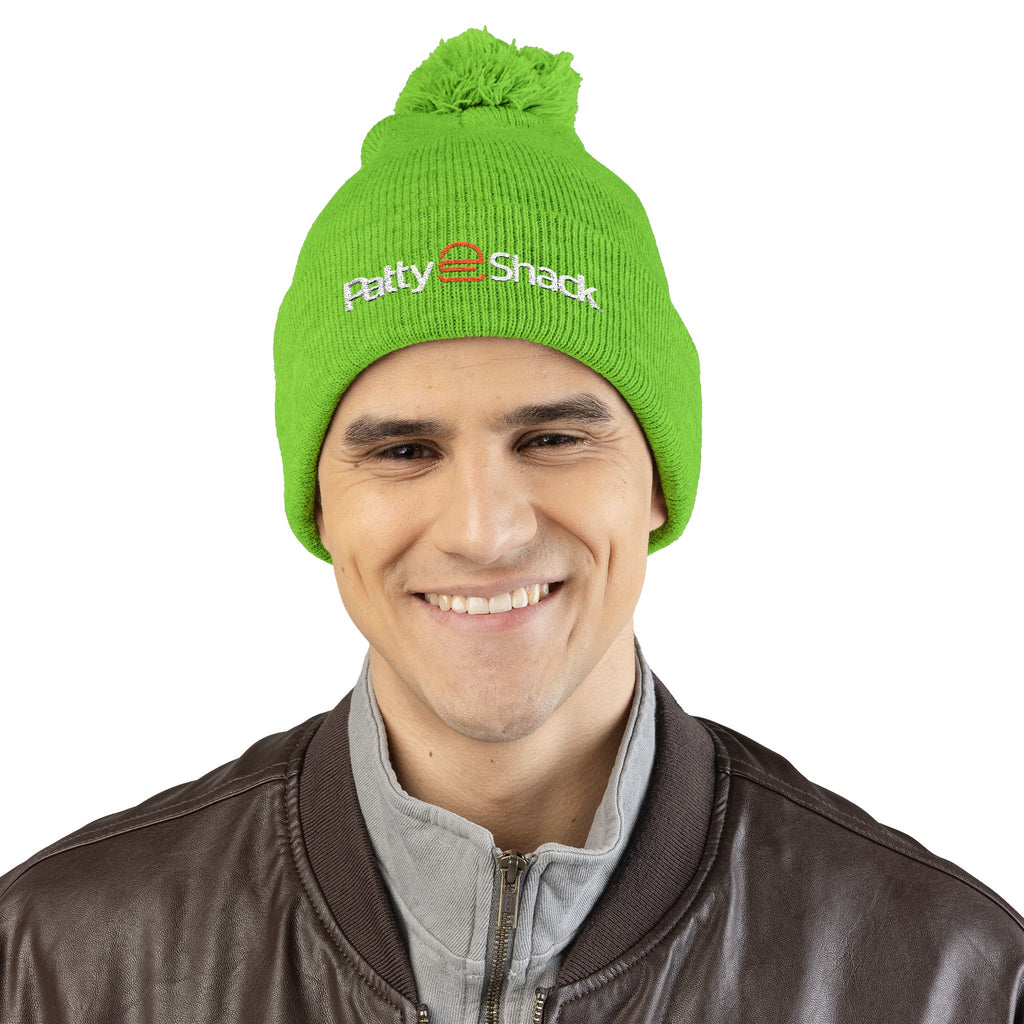 Patty Shack Embroidered Pom-Pom Beanie — Cozy Knit Winter Hat