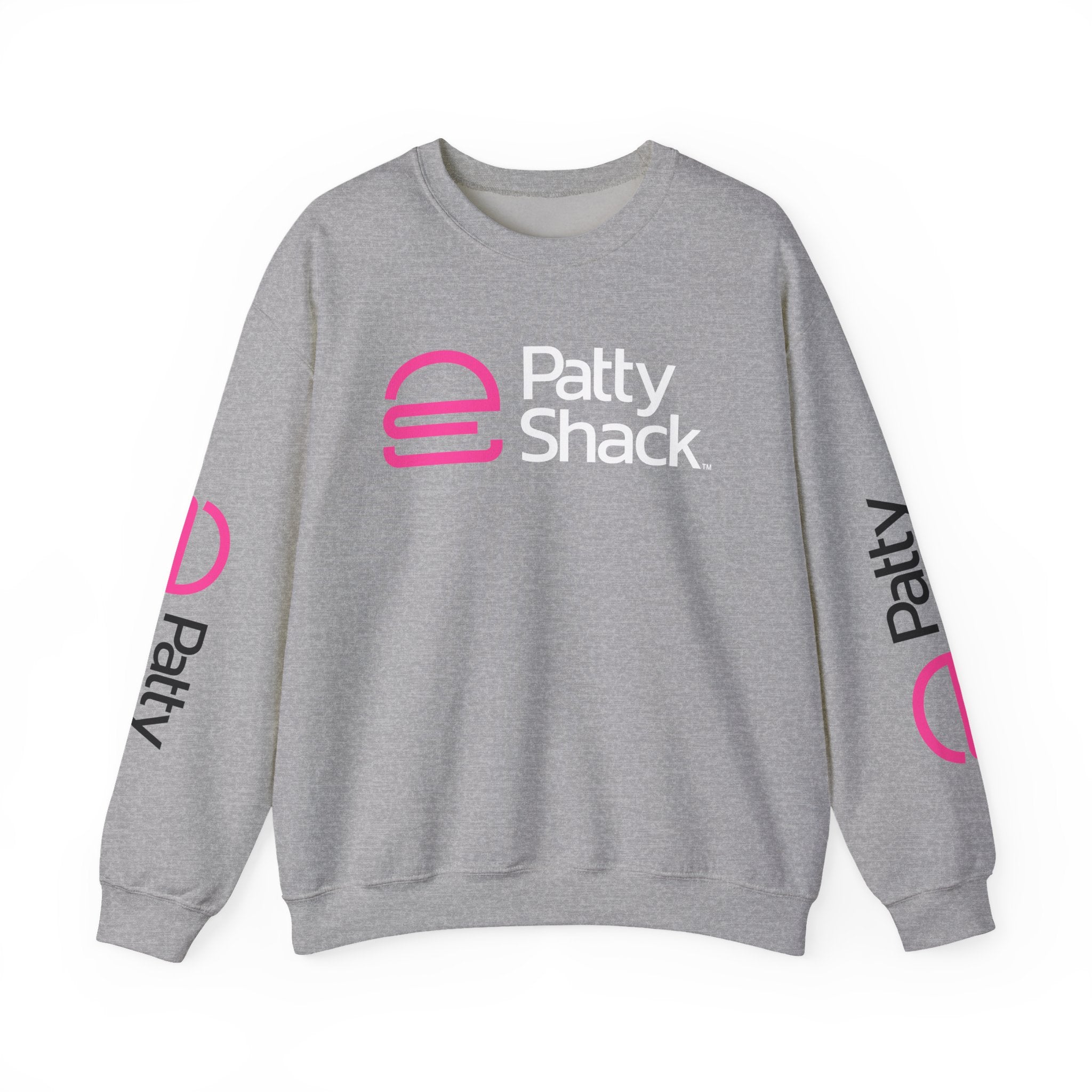Shack x Patty Logo Crewneck Sweatshirt — White Graphic Logo Pullover