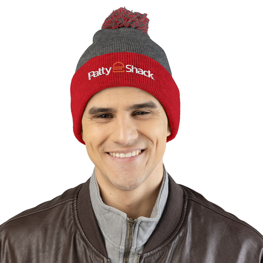 Patty Shack Embroidered Pom-Pom Beanie — Cozy Knit Winter Hat
