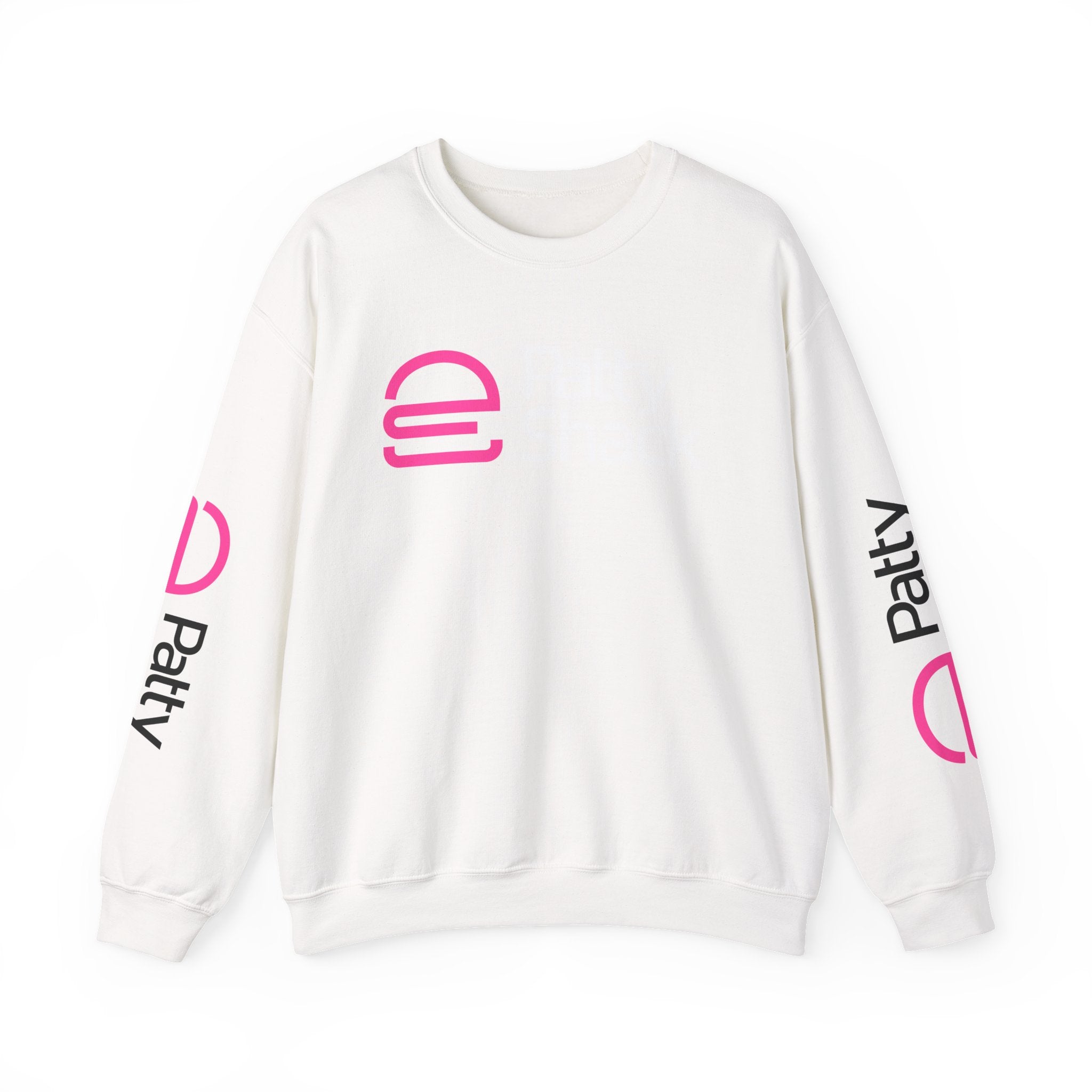 Shack x Patty Logo Crewneck Sweatshirt — White Graphic Logo Pullover