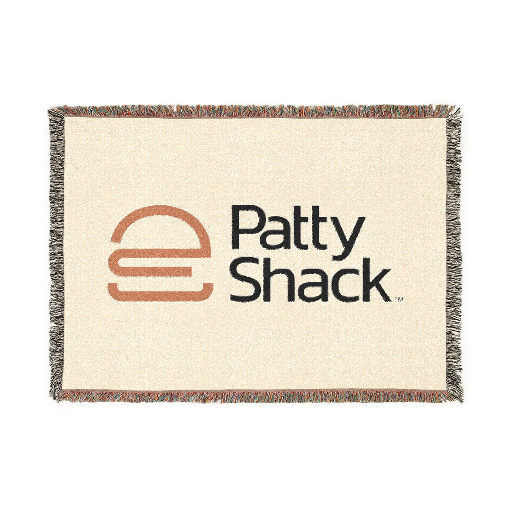Patty Shack Woven Blanket — Retro Burger Logo Throw Blanket