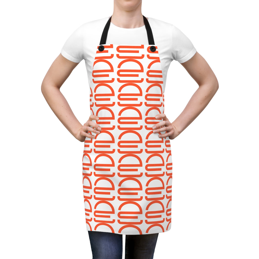 Orange Retro Geo Apron — Bold Repeating Arch Pattern Kitchen Apron