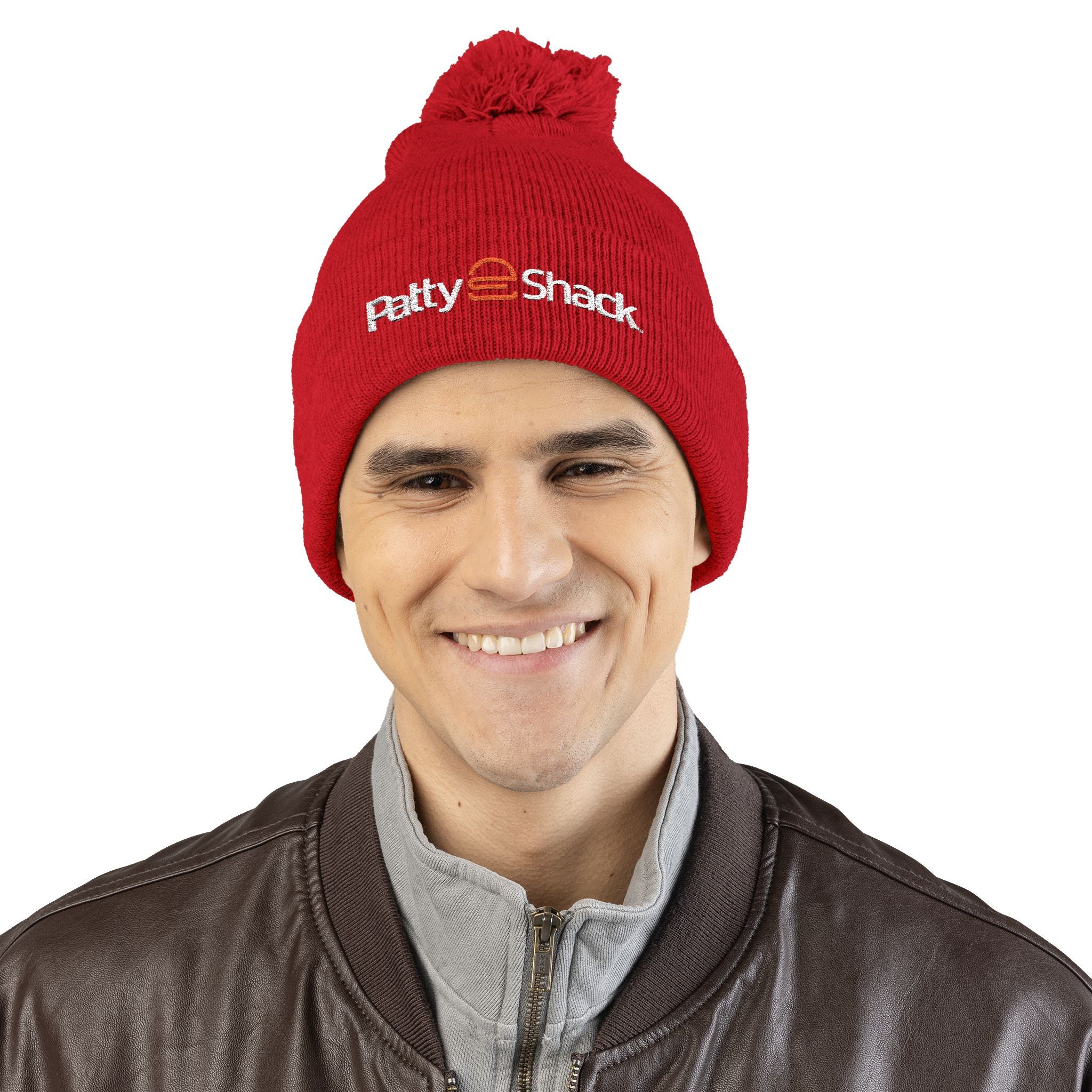 Patty Shack Embroidered Pom-Pom Beanie — Cozy Knit Winter Hat