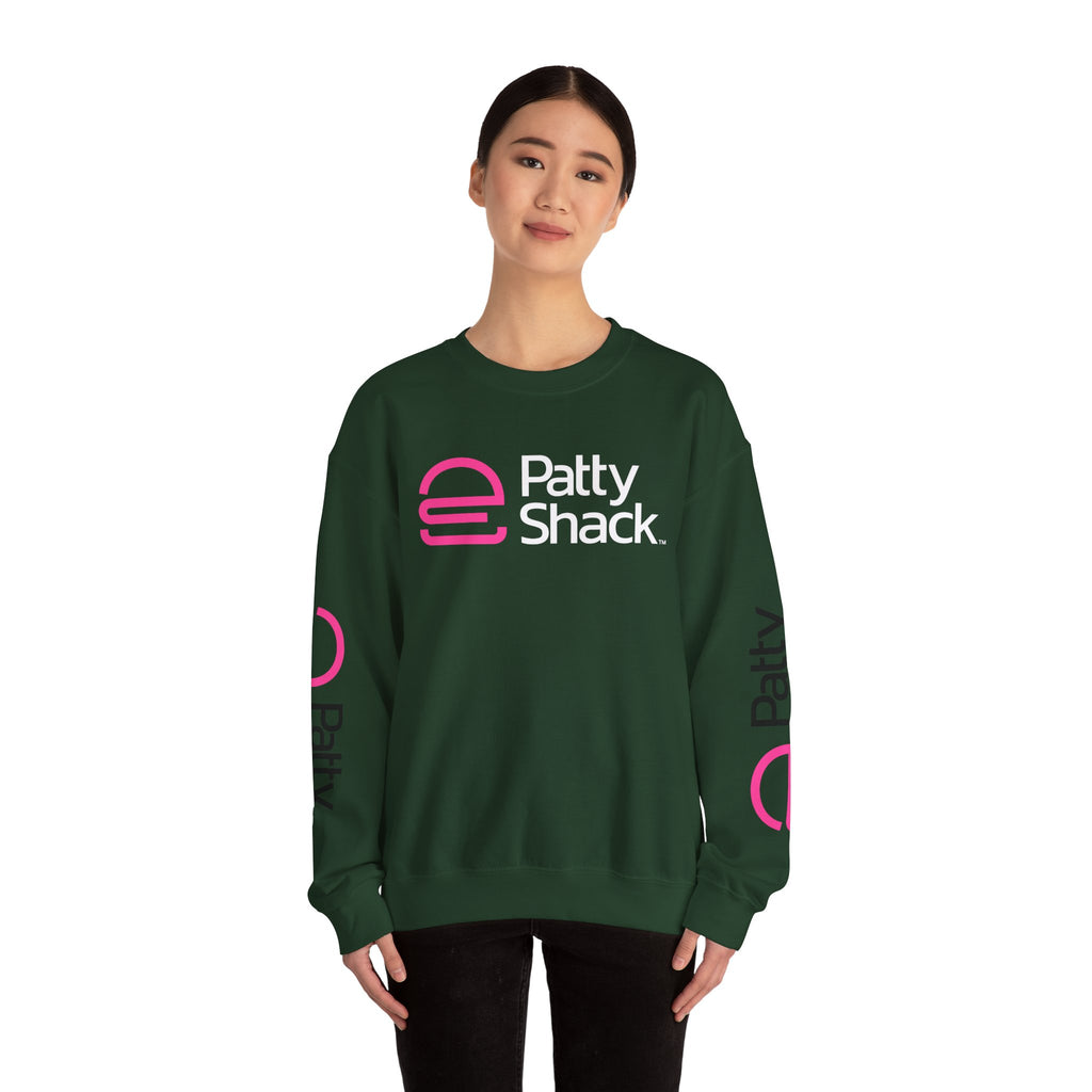 Shack x Patty Logo Crewneck Sweatshirt — White Graphic Logo Pullover